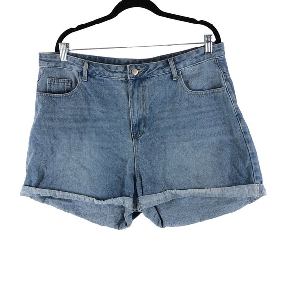 Shein Womens Denim Shorts Cuffed High Rise 2XL - Picture 1 of 4